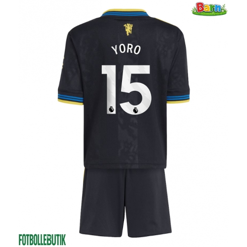 Manchester United Leny Yoro #15 Tredjeställ Barn 2025-26 Kortärmad (+ Korta byxor)